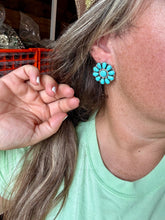 Load image into Gallery viewer, Cluster earrings stud - sterling silver and turquoise