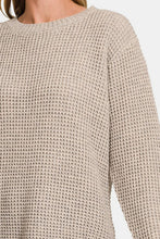 Load image into Gallery viewer, Zenana High Low Long Sleeve Waffle Sweater