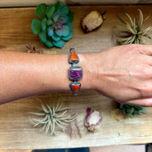 Load image into Gallery viewer, MJ Purple &amp; Red Spiny Oyster Sterling Silver Cuff