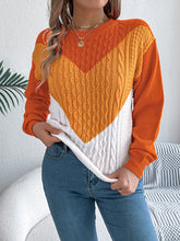 Load image into Gallery viewer, Contrast Round Neck Long Sleeve Sweater