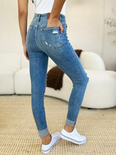 Load image into Gallery viewer, Judy Blue Full Size Mid Rise Destroy &amp; Cuff Skinny Jeans