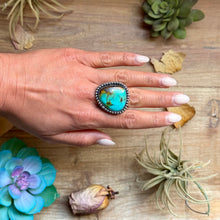 Load image into Gallery viewer, MJ Blue Turquoise Ring – Sterling Silver Adjustable Band