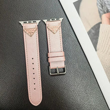 Load image into Gallery viewer, Double Triangle Monogram Label Leather Apple Watch Band