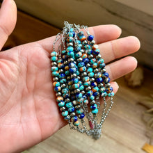 Load image into Gallery viewer, Sterling Silver Pearl &amp; Lapis Turquoise Mix Paperclip Chain Necklace