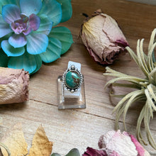 Load image into Gallery viewer, 122 - Sterling Silver Royston Turquoise Medicine Man Eye Stamped Stacking Ring by Jason Ogg