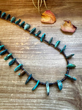 Load image into Gallery viewer, 30 inch long shell and turquoise necklace