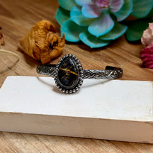 Load image into Gallery viewer, MJ Oval Black Jack Turquoise Sterling Silver Cuff