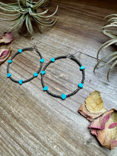 Load image into Gallery viewer, Turquoise Verasite heart hoops