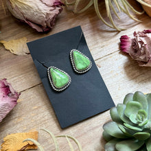 Load image into Gallery viewer, Sterling Silver High Grade Carico Lake Turquoise Stud Earrings – Handmade by Artist Jason Ogg