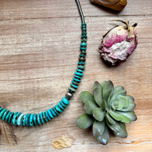 Load image into Gallery viewer, Turquoise Graduated Necklace with Hematite &amp; Sterling Silver Accents – 23”