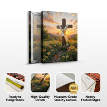 Load image into Gallery viewer, Cross and Flowers Faith Wall Art