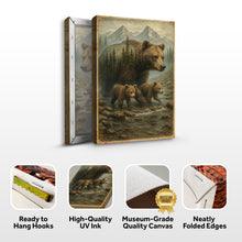 Load image into Gallery viewer, Mother Bear and Cubs Crossing Double Exposure Wall Art