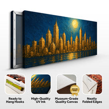 Load image into Gallery viewer, Golden Metropolis Cityscape Impasto Wall Art