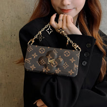 Load image into Gallery viewer, Stylish LV Print Multifunctional iPhone Crossbody Case - with Chain Strap, Stand &amp; Card Slots