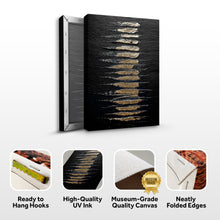 Load image into Gallery viewer, Black And Gold Abstract Minimalist Wall Art