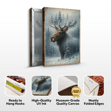 Load image into Gallery viewer, Snowy Forest Moose Double Exposure Wall Art