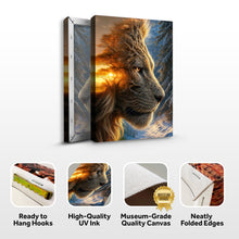 Load image into Gallery viewer, Lion Winter Summer Surrealism Wall Art