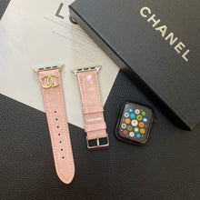 Load image into Gallery viewer, Glossy Leather Apple Watch Strap Luxury Metal Logo