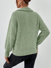 Load image into Gallery viewer, Honey Half Zip Dropped Shoulder Sweater