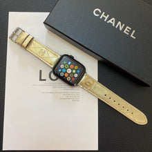 Load image into Gallery viewer, Glossy Leather Apple Watch Strap Luxury Metal Logo