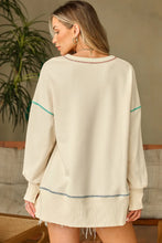 Load image into Gallery viewer, High-Low Contrast Stitching Round Neck Sweatshirt