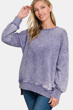 Load image into Gallery viewer, Zenana High-Low Acid Wash Fleece Sweatshirt