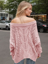 Load image into Gallery viewer, Cable Knit Openwork Off-Shoulder Sweater