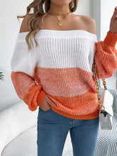 Load image into Gallery viewer, Color Block Off-Shoulder Long Sleeve Sweater