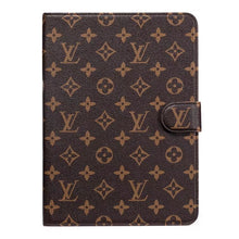 Load image into Gallery viewer, Luxury Canvas Monogram Leather Fresh Summer Theme Pattern Apple iPad case Black