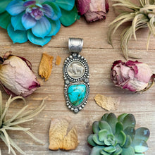 Load image into Gallery viewer, 70 - Sterling Silver Pilot Mountain Turquoise &amp; Buffalo Nickel Pendant by Shay Pfeiffer