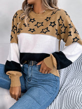 Load image into Gallery viewer, Star Contrast Round Neck Sweater