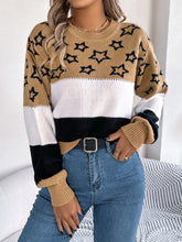 Load image into Gallery viewer, Star Contrast Round Neck Sweater