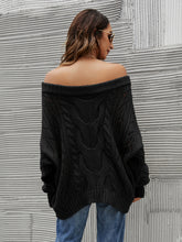 Load image into Gallery viewer, Cable Knit Openwork Off-Shoulder Sweater