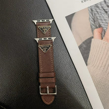 Load image into Gallery viewer, Double Triangle Monogram Label Leather Apple Watch Band
