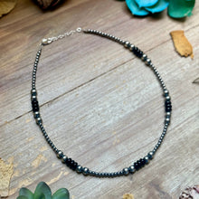 Load image into Gallery viewer, Sterling Silver Pearl &amp; Black Onyx Necklace – 15" Plus Extender