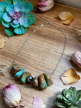 Load image into Gallery viewer, 16” Chunky Turquoise Paperclip Necklace – Sterling Silver Center