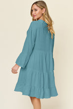 Load image into Gallery viewer, Double Take Full Size Texture Button Up Ruffle Hem Dress