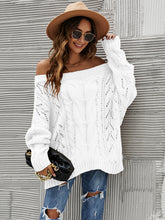 Load image into Gallery viewer, Cable Knit Openwork Off-Shoulder Sweater