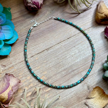 Load image into Gallery viewer, 14” Turquoise Heishi &amp; Sterling Silver Saucer Necklace – The Bijoux FAB