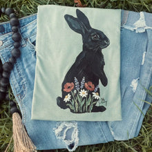 Load image into Gallery viewer, Black Bunny (DTF Gildan Softstyle Tee)