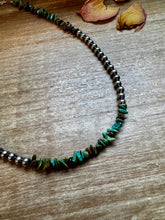 Load image into Gallery viewer, Sterling Silver Pearl &amp; Turquoise Necklace – 16" + Extender
