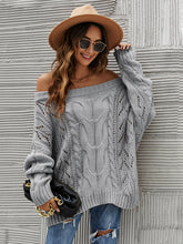 Load image into Gallery viewer, Cable Knit Openwork Off-Shoulder Sweater