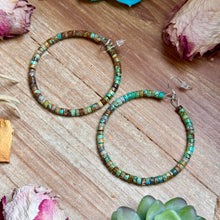 Load image into Gallery viewer, Turquoise Heishi Hoop Earrings