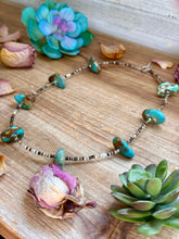 Load image into Gallery viewer, 22” Chunky Turquoise &amp; Dark Brown Shell Heishi Necklace