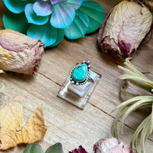 Load image into Gallery viewer, 126 - Sterling Silver Tyrone Turquoise Medicine Man Eye Stamped Stacking Ring by Jason Ogg