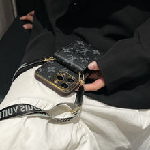 Load image into Gallery viewer, Stylish LV Print Multifunctional iPhone Crossbody Case - with Chain Strap, Stand &amp; Card Slots