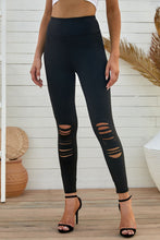 Load image into Gallery viewer, Double Take Wide Waistband Distressed Slim Fit Leggings