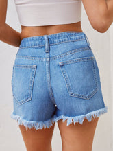 Load image into Gallery viewer, Distressed Raw Hem Denim Shorts