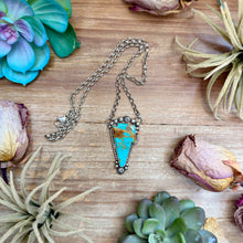 Load image into Gallery viewer, 106 - Sterling Silver Kingman Turquoise Lightning Bolt Fixed Chain Necklace by Jason Ogg