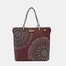 Load image into Gallery viewer, Nicole Lee USA Metallic Stitching Embroidery Inlaid Rhinestone Tote Bag